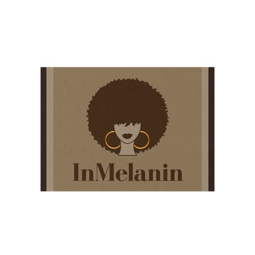 InMelanin Outdoor Rug — Afrocentric Brown Patio Mat with Afro Silhouette & Hoop Earrings