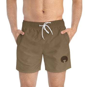 Swim Trunks — InMelanin Brown Afro Logo Beach Shorts