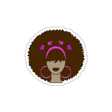 Meli Heart Die-Cut Sticker — Meli Valentine with Pink Hearts & Hoop Earrings