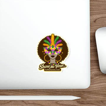 Mardi Gras Meli Die-Cut Sticker — "Show Me Your..." Afrocentric Carnival Design