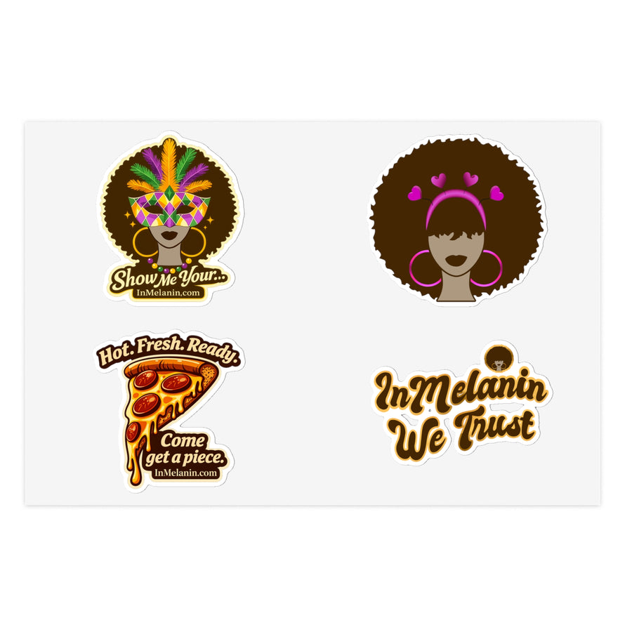 Melanin Pride Sticker Sheet Bundle — 5pc Afro & Inspirational Vinyl Stickers