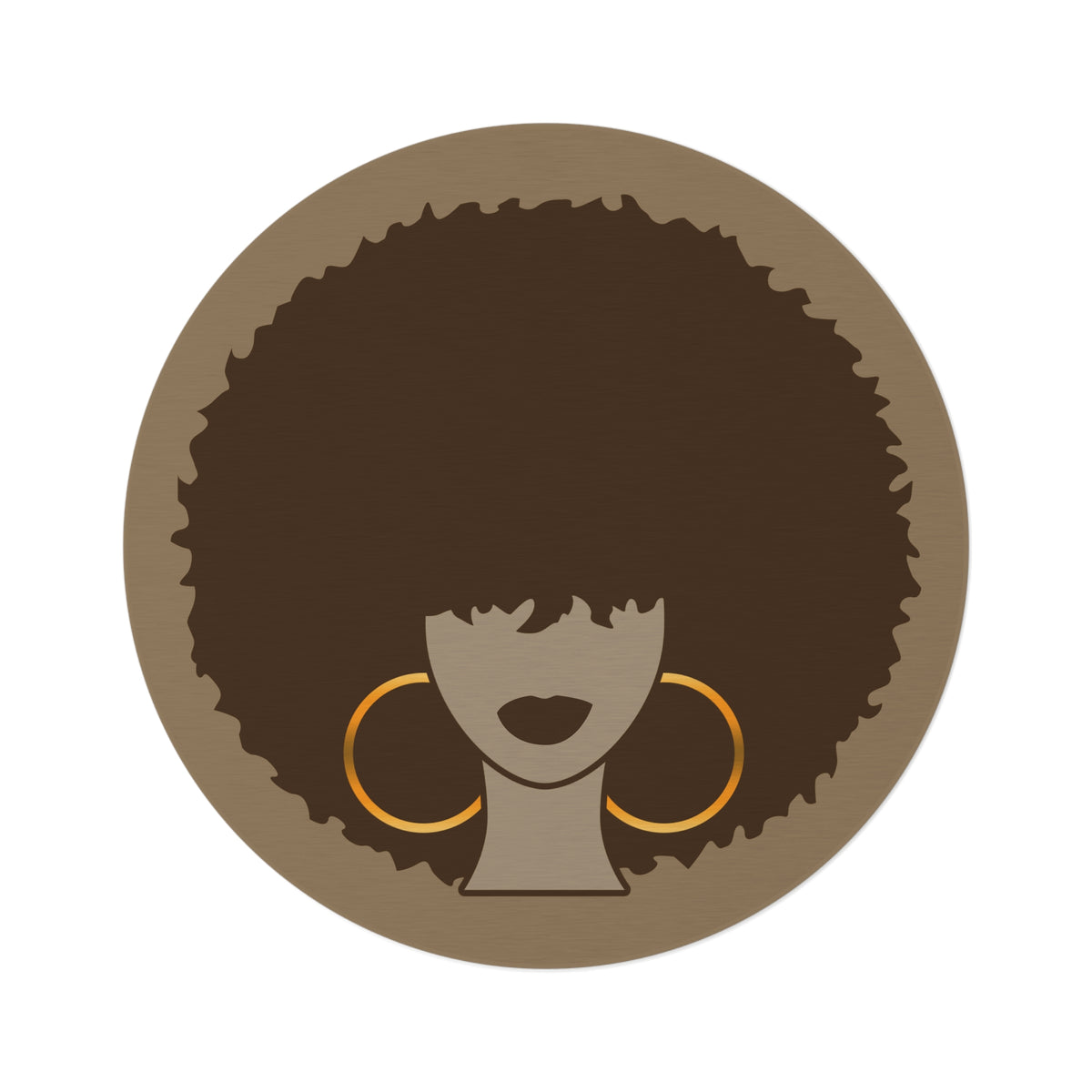Afro Silhouette Round Rug — Boho Chic Hair & Hoop Accent Mat