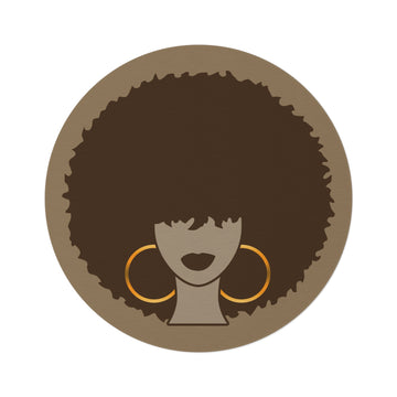 Afro Silhouette Round Rug — Boho Chic Hair & Hoop Accent Mat