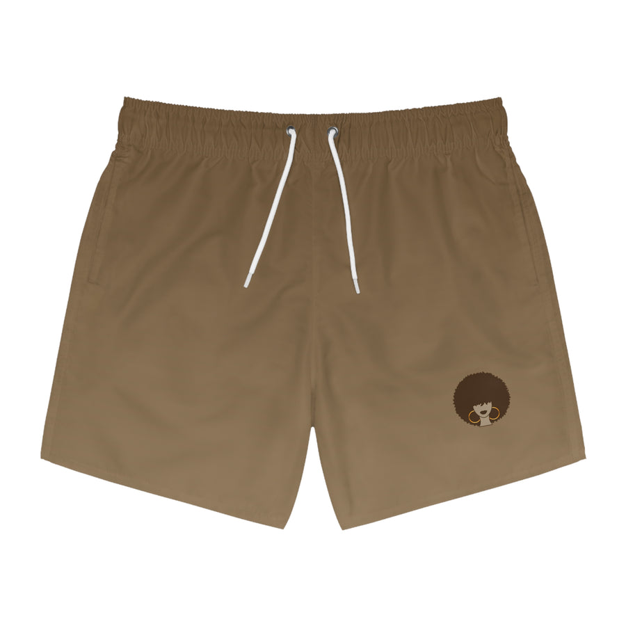 Swim Trunks — InMelanin Brown Afro Logo Beach Shorts