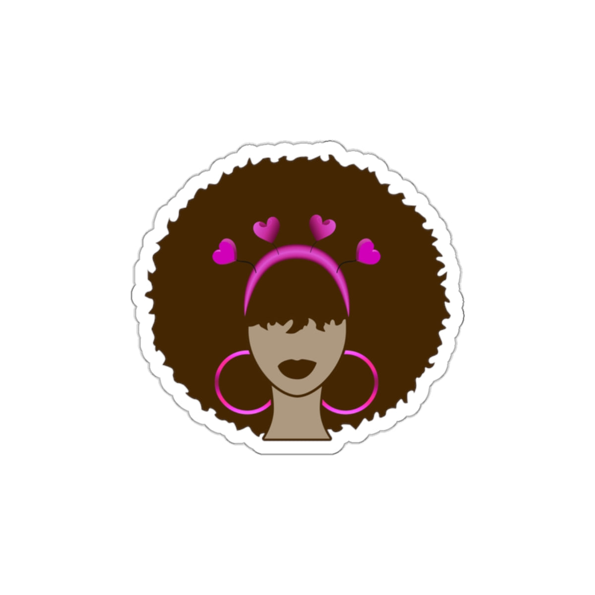 Meli Heart Die-Cut Sticker — Meli Valentine with Pink Hearts & Hoop Earrings