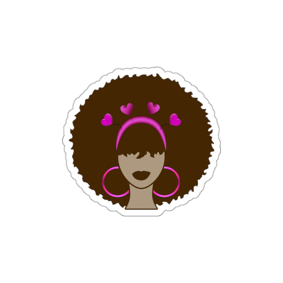 Meli Heart Die-Cut Sticker — Meli Valentine with Pink Hearts & Hoop Earrings