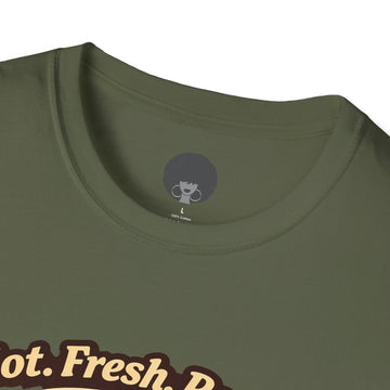 Pizza Slice Graphic Tee — "Hot. Fresh. Ready. Come get a piece."