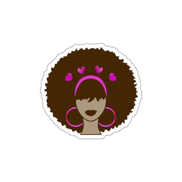 Meli Heart Die-Cut Sticker — Meli Valentine with Pink Hearts & Hoop Earrings